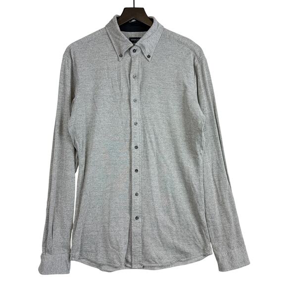 Proper Cloth Melange Tencel Cotton Knit Pique Button Shirt Gray - 15.5 35 - Picture 1 of 10
